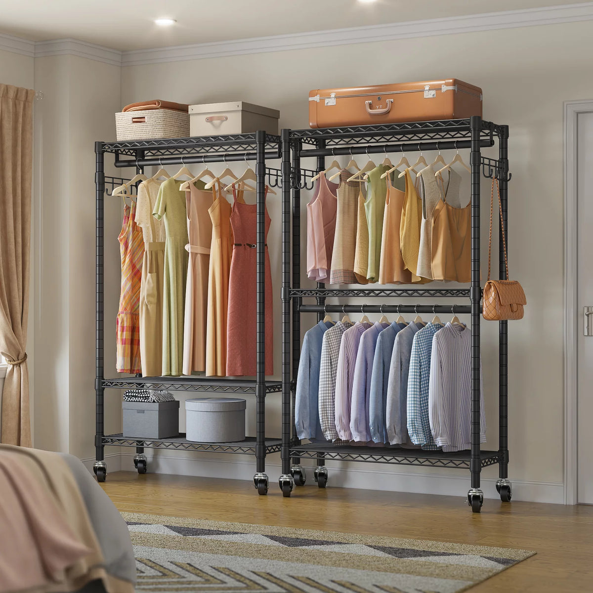 Black Rolling Clothes Rack E1578