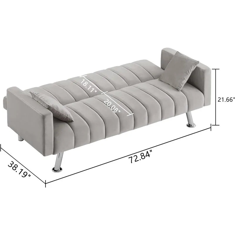 Convertible Sofa Bed with 2 Pillows R95048
