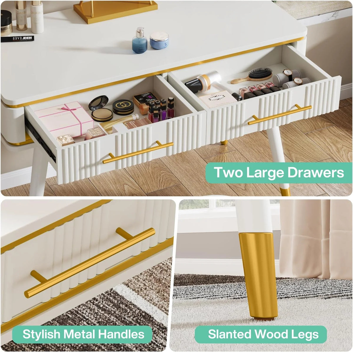 Modern Makeup Vanity Desk with 2 Drawers D806