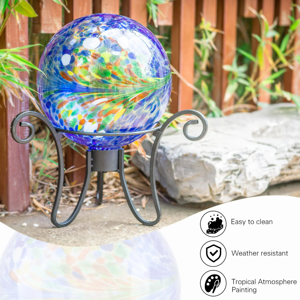10 inch Colorful Glass Gazing Ball K3454