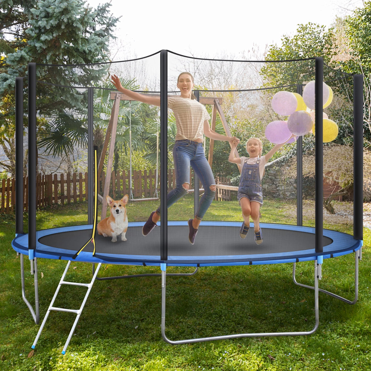 12FT Trampoline with Safety Enclosure Net and Ladder B338495