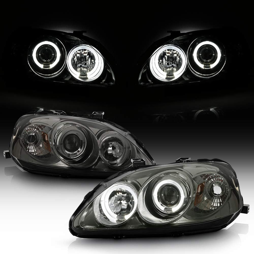 Black Housing Projector Headlights Headlamps W7616