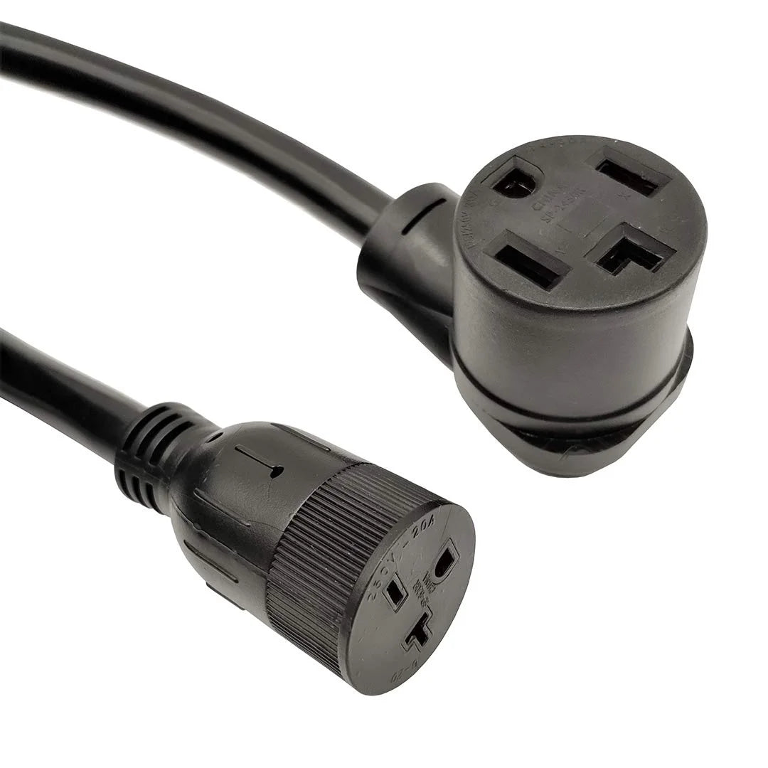 4-Prong Dryer Splitter, NEMA 14-30P Male Plug to 14-30R & 6-20R Female Receptacle, 20 Feet K7757