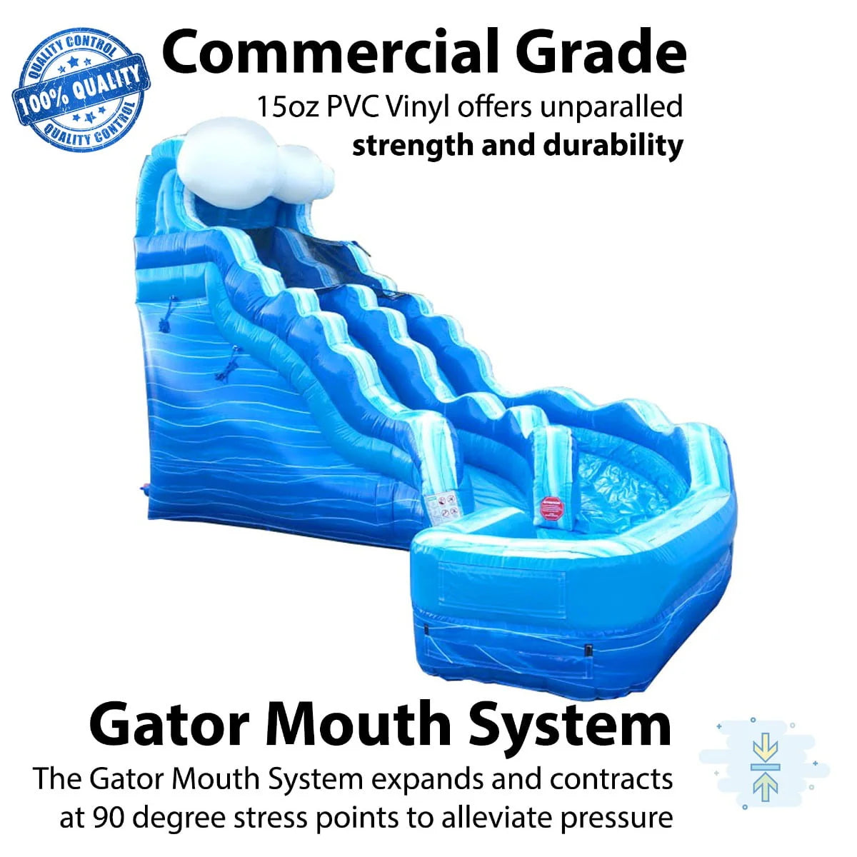 Blue Marble Wave Curved Inflatable Water Slide with Blower V56642