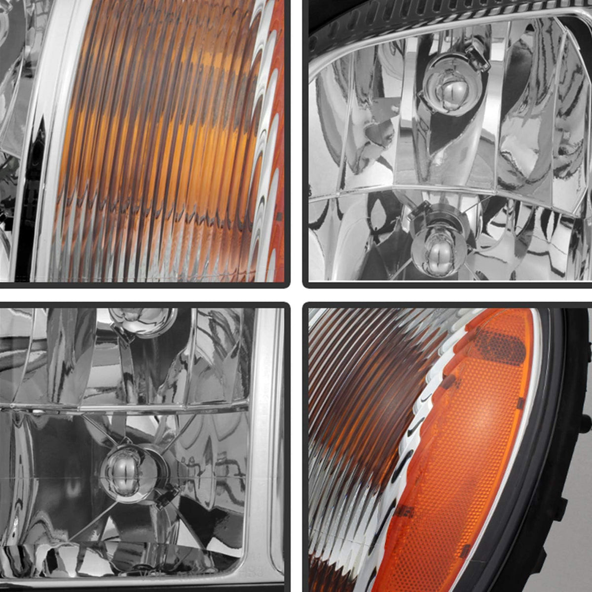 Chrome OE Style Headlights Pair with Amber Side Replacement M981154