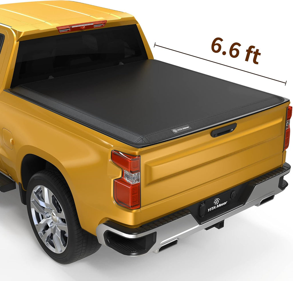 Soft Tri-fold Truck Bed Tonneau Cover for 2019-2022 Chevy Silverado/GMC Sierra 1500, 6.6 ft Bed P724027