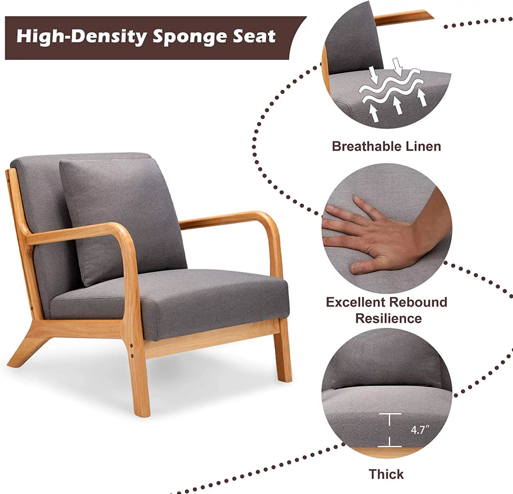 Gray Upholstered Accent Chair Set of 2 R319