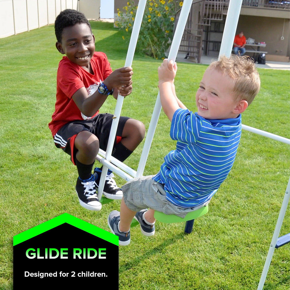 Metal Swing Set with Saucer and Slide X788760