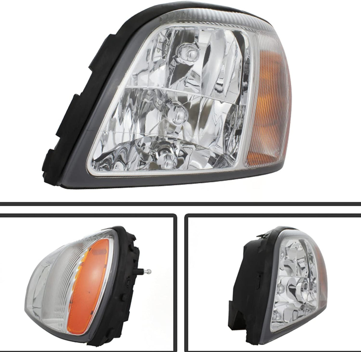 Chrome OE Style Headlights Pair with Amber Side Replacement M981154