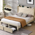 Full Size Upholstered Bed Frame with 2 Storage Drawers and USB Charging Y6895