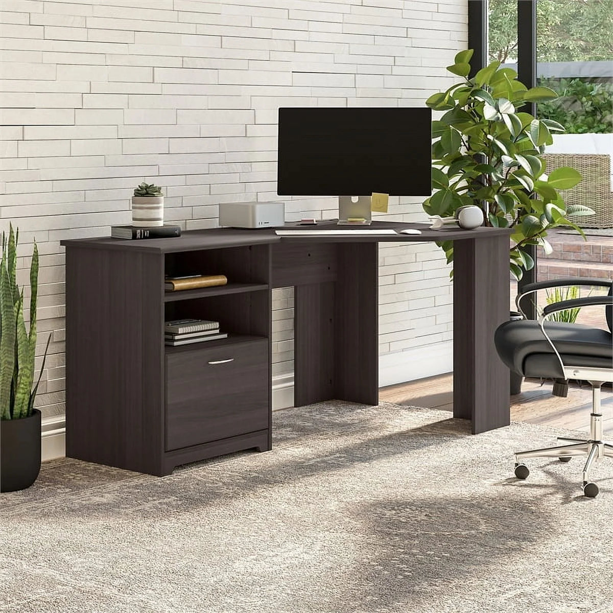 Heather Gray Engineered Wood Corner Desk C8163