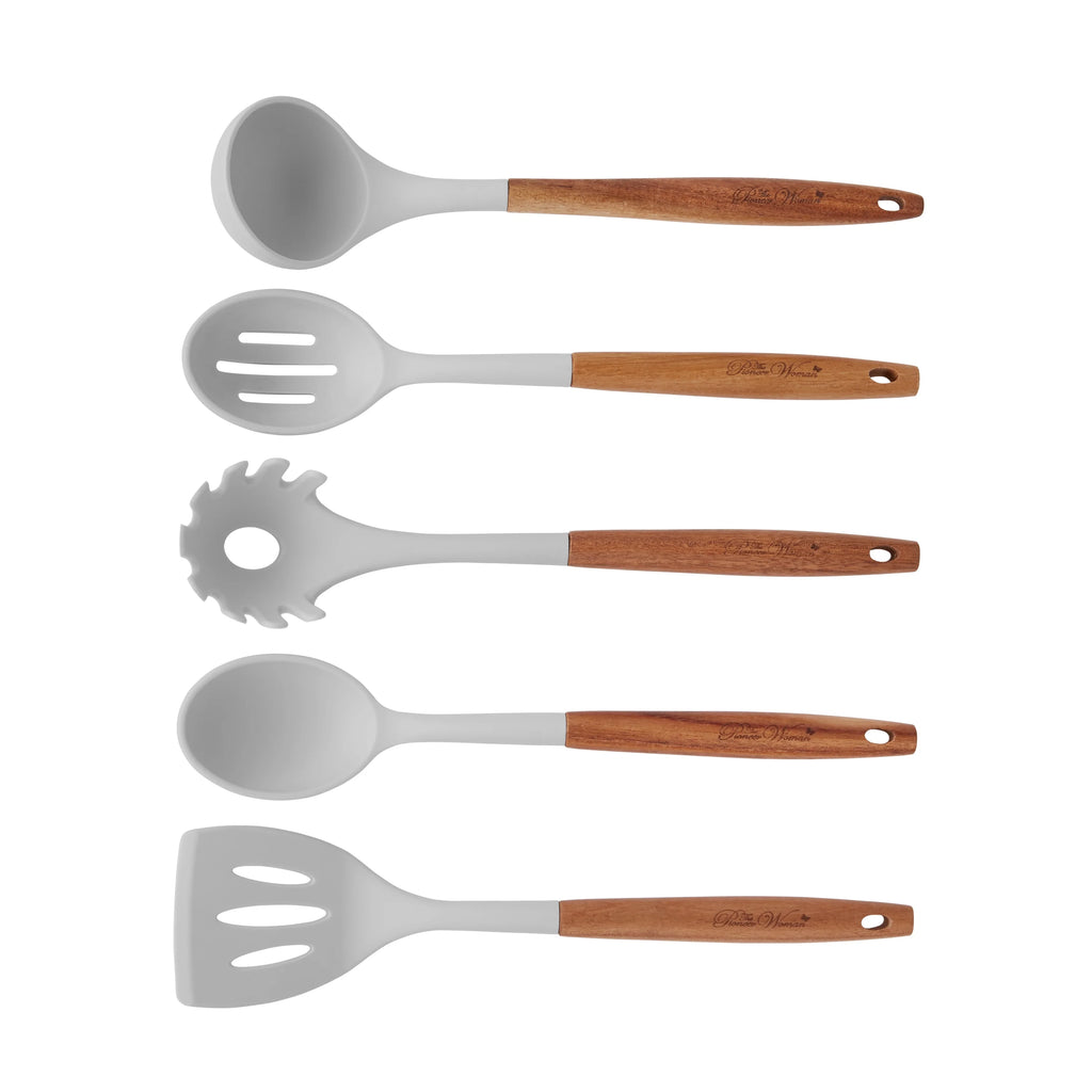 10-Piece Silicone and Acacia Wood Kitchen Utensils Set N363