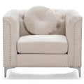 Ivory Tufted Velvet Accent Chair Z10276
