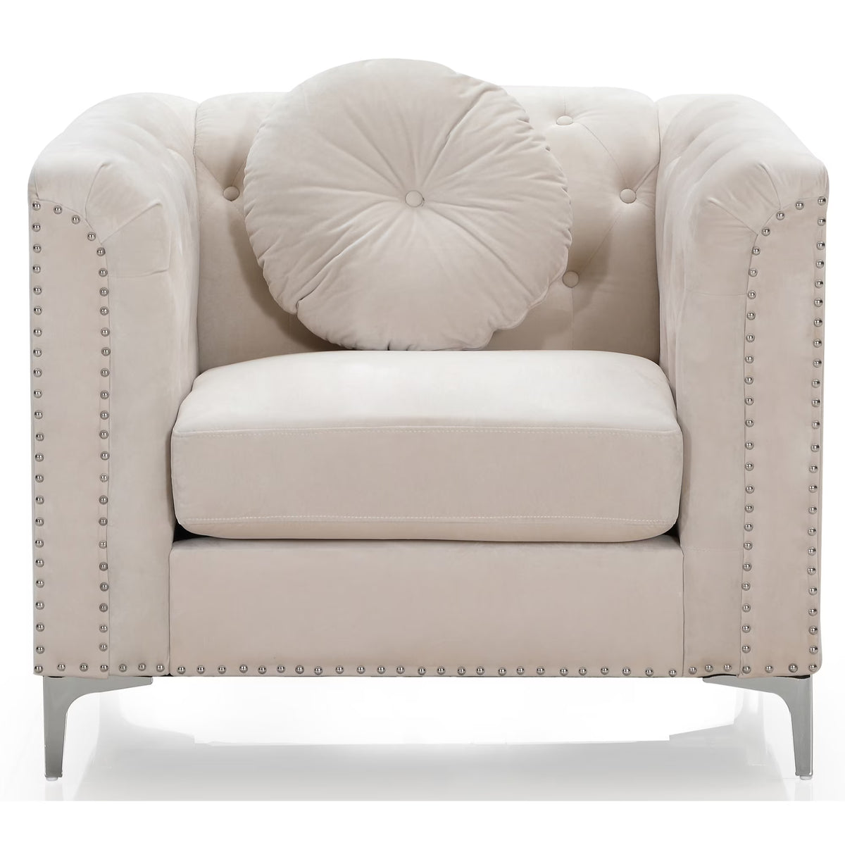 Ivory Tufted Velvet Accent Chair Z10276