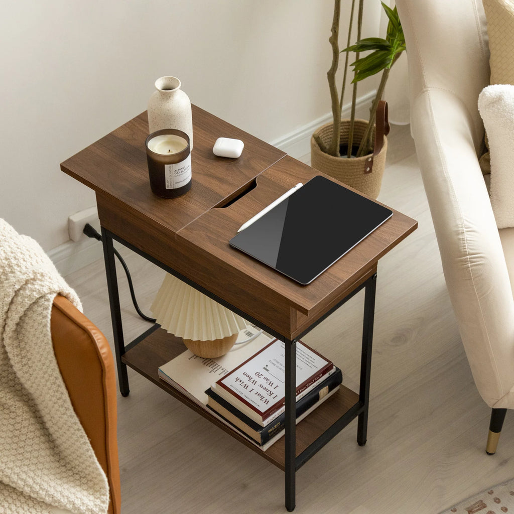 Narrow End Table with Storage and Built-In Outlets M4221