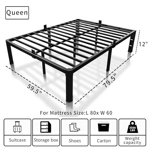 14 inch Full Size Bed Frame with Headboard Heavy Duty Steel Slats Q71197