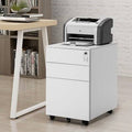 White 3 Drawer Mobile Metal File Cabinet B61832