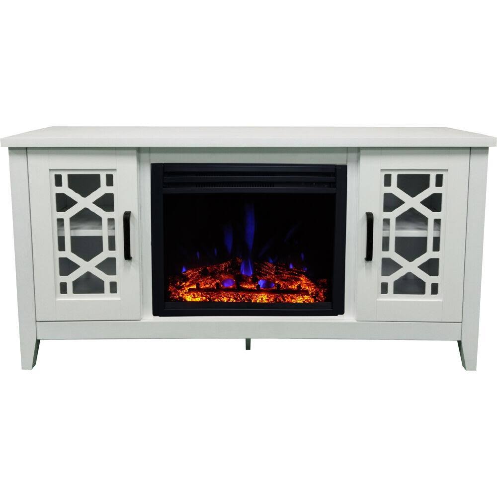 Mahogany Mid-Century Modern Electric Fireplace with Multi-Color Log Insert R6200