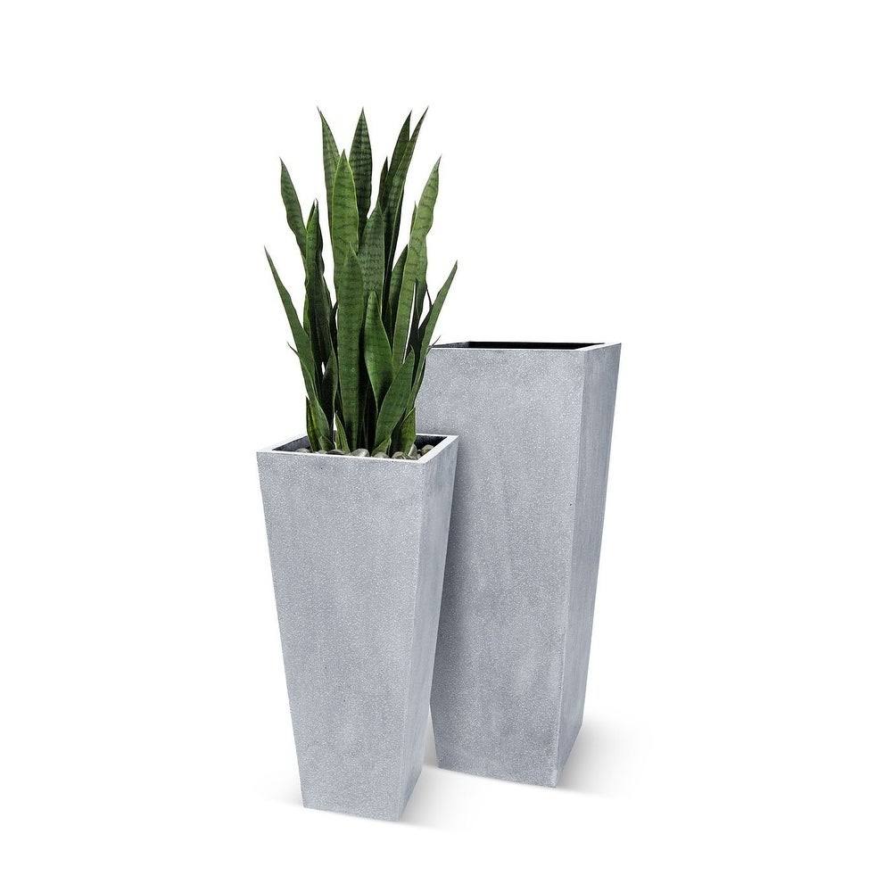 White Tapered Fiberstone Pot O248