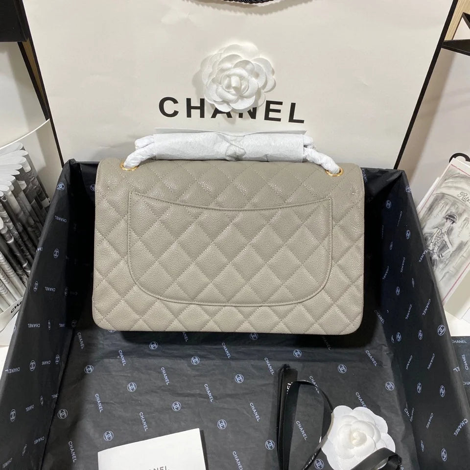 Large Classic Handbag Gold Hardware Grey 11.8in/30cm I139848
