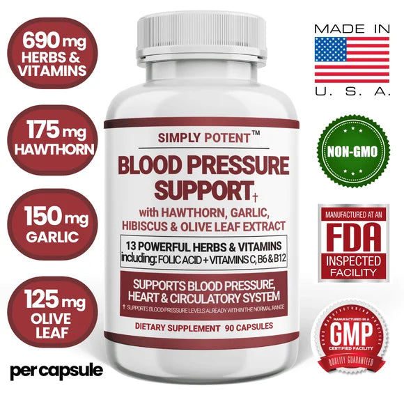 Blood Pressure Support Supplement 90 Capsules K879