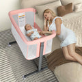 Baby Bassinet with Wheels Adjustable Bedside Sleeper Grey V28842