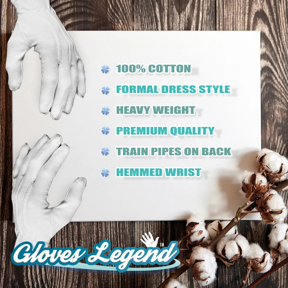 3 Pairs 100% Cotton White Parade Dress Gloves Z692