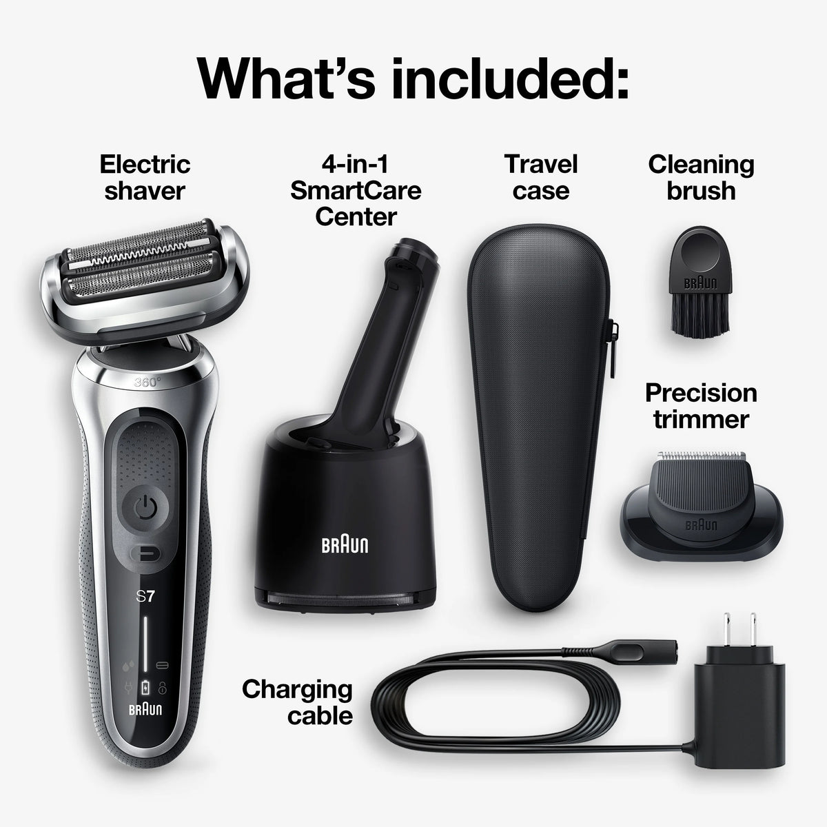 Electric Razor for Men with SmartCare Center, Precision Trimmer, Wet & Dry, Rechargeable, Cordless Foil Shaver, Silver G58579