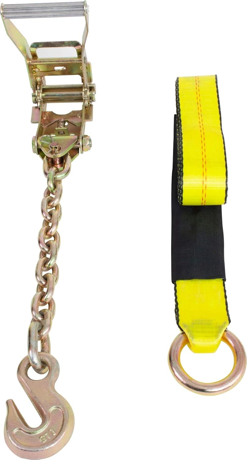 (4 Pack) 2 x 12' Ratchet Strap with Chain Anchor Z896