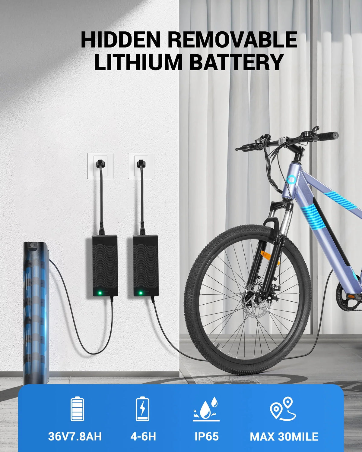 350W 26 Electric Mountain Bike with Removable Battery 7 Speed A519