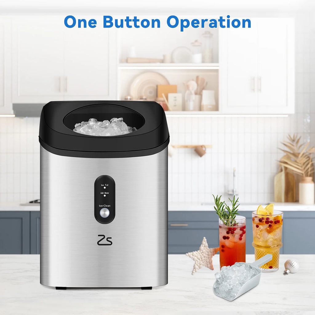 Nugget Ice Maker Countertop, Self-Cleaning Portable with Ice Scoop Z614