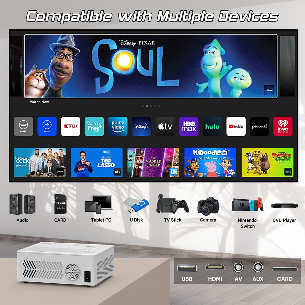 4K Supported Native 1080P Video Projector with 100" Screen K336314