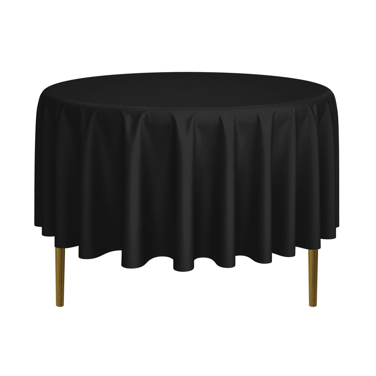 5 Premium 90x22 Round Polyester Tablecloths Black O9801