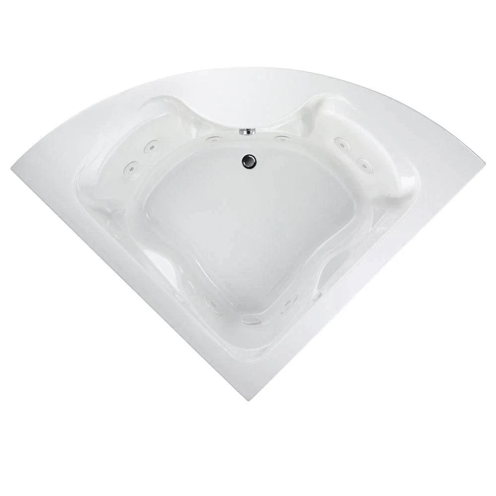 White 85 in. x 60 in. Center Drain Corner Whirlpool Tub S234475