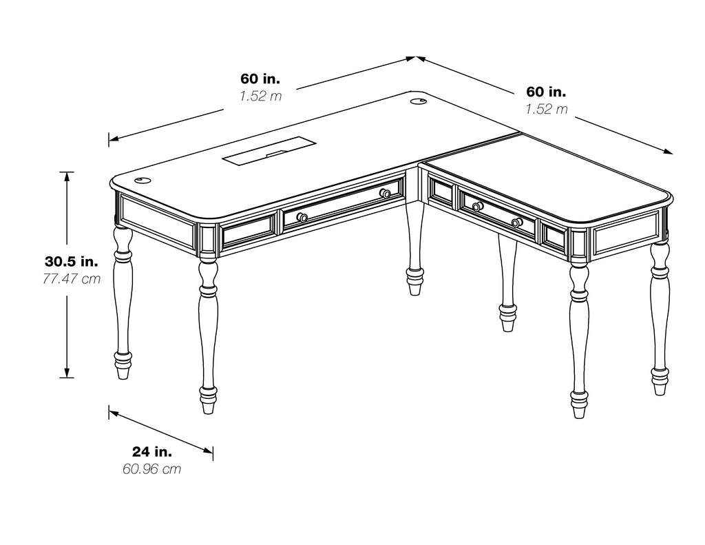 L-Shape Engineered Wood Desk with Power U2532