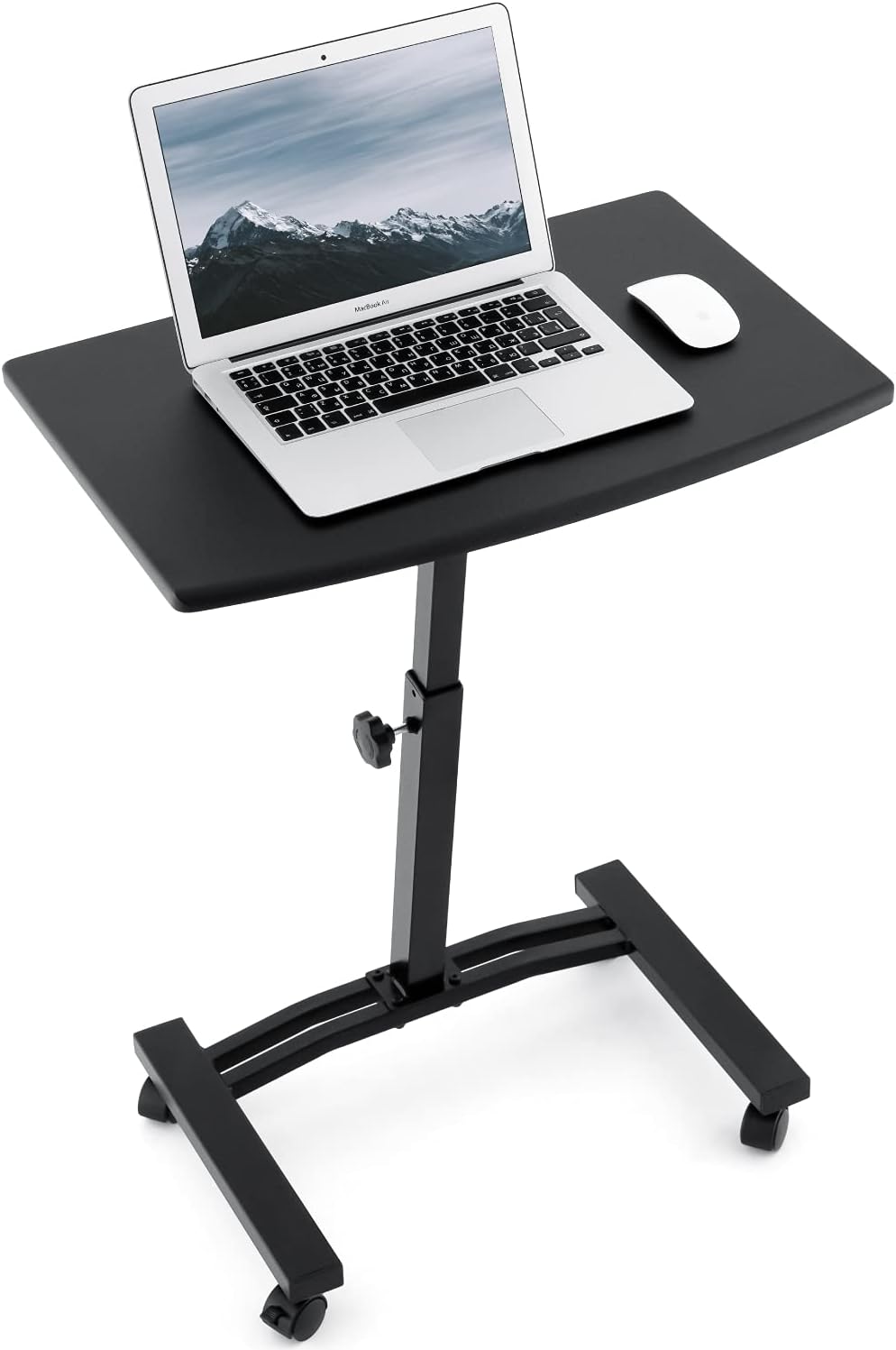 White Height Adjustable Portable Laptop Desk Cart with Wheels S9007