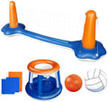 2-in-1 Inflatable Pool Basketball Hoop and Volleyball Set with Pool Net, Weight Bags Z7194