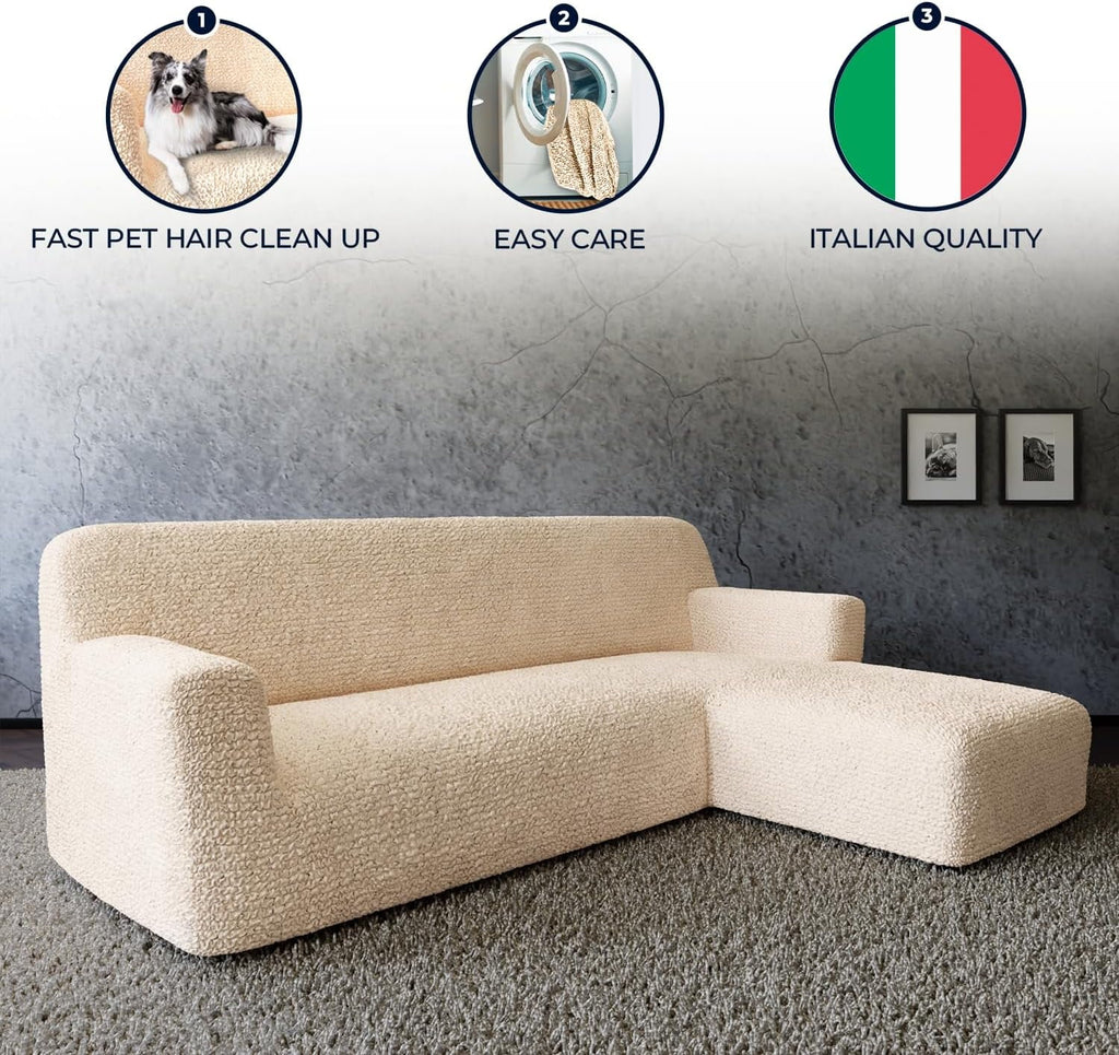 Cream L-Shape Sofa Slipcover M869562