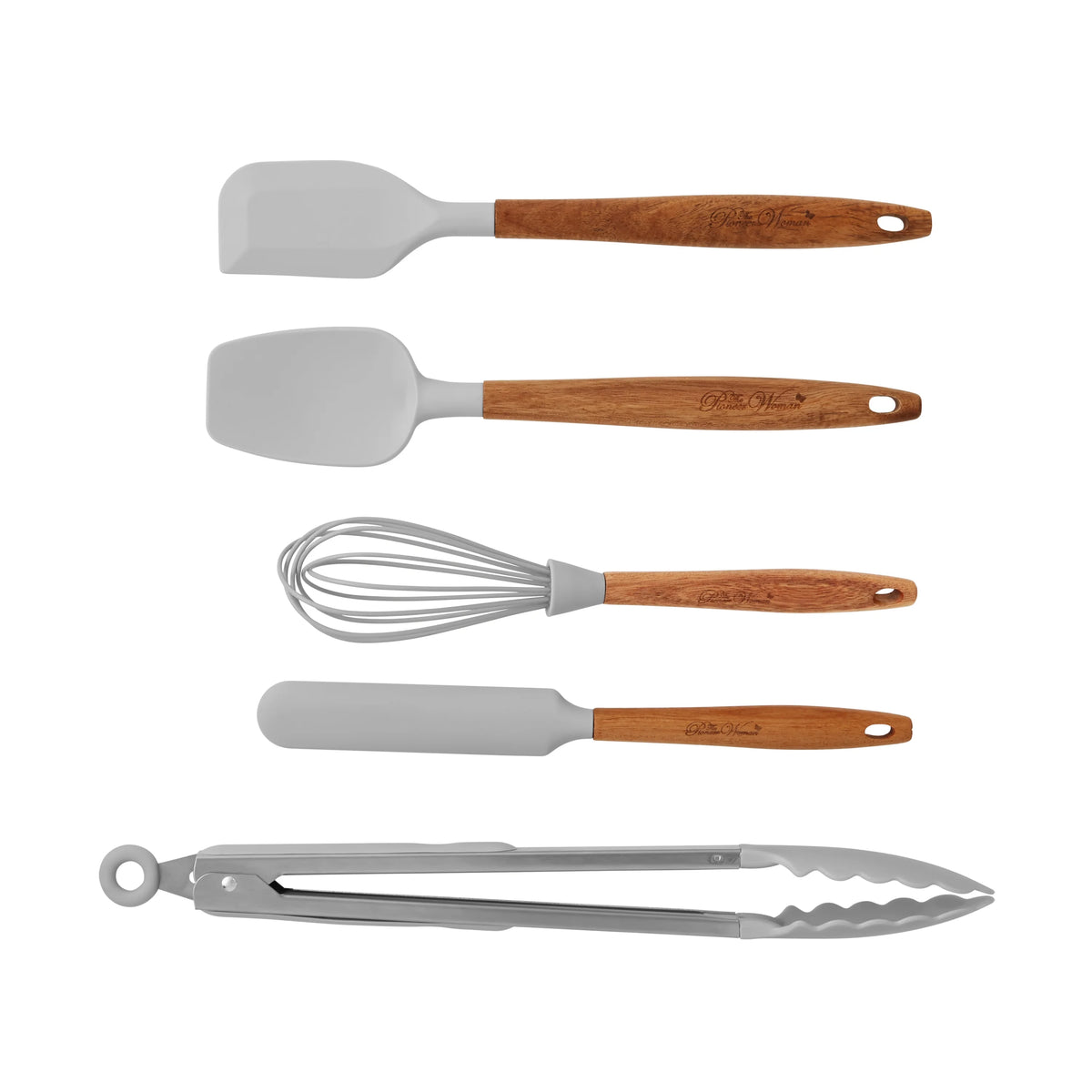 10-Piece Silicone and Acacia Wood Kitchen Utensils Set N363