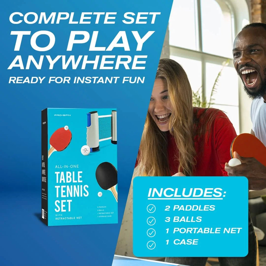 Portable Ping Pong Set with Retractable Net, Paddles F5562