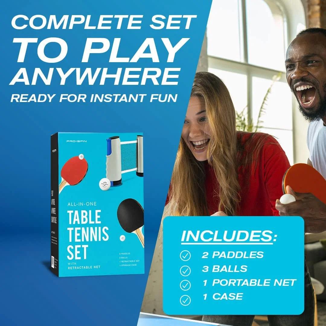 Portable Ping Pong Set with Retractable Net, Paddles F5562