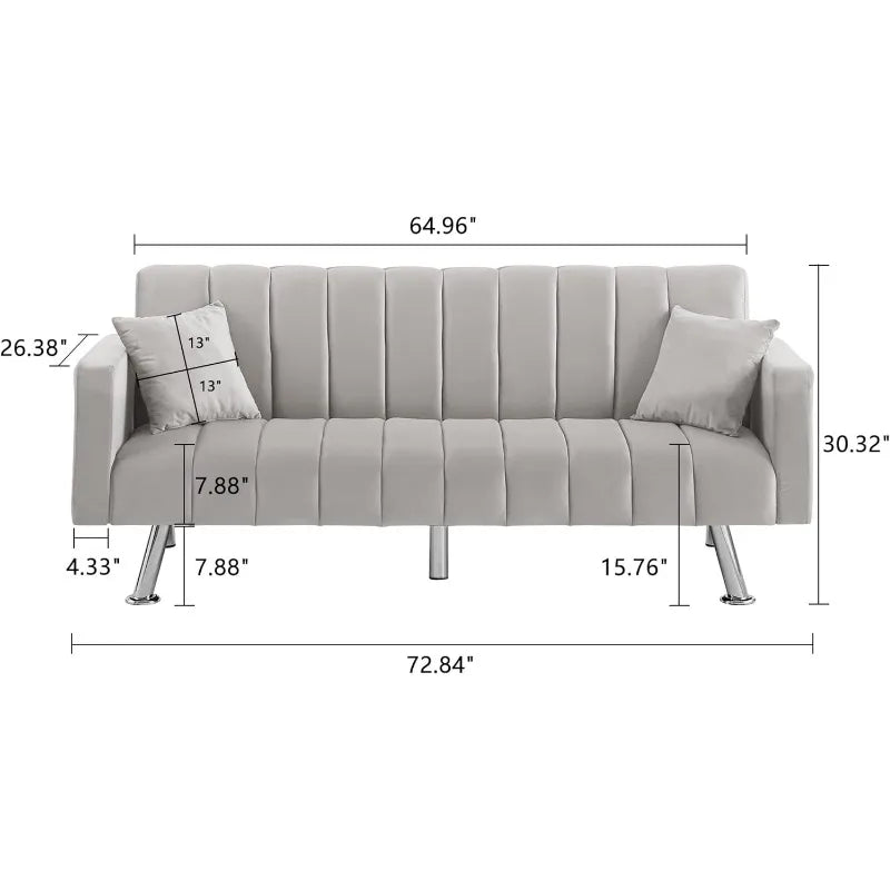 Convertible Sofa Bed with 2 Pillows R95048