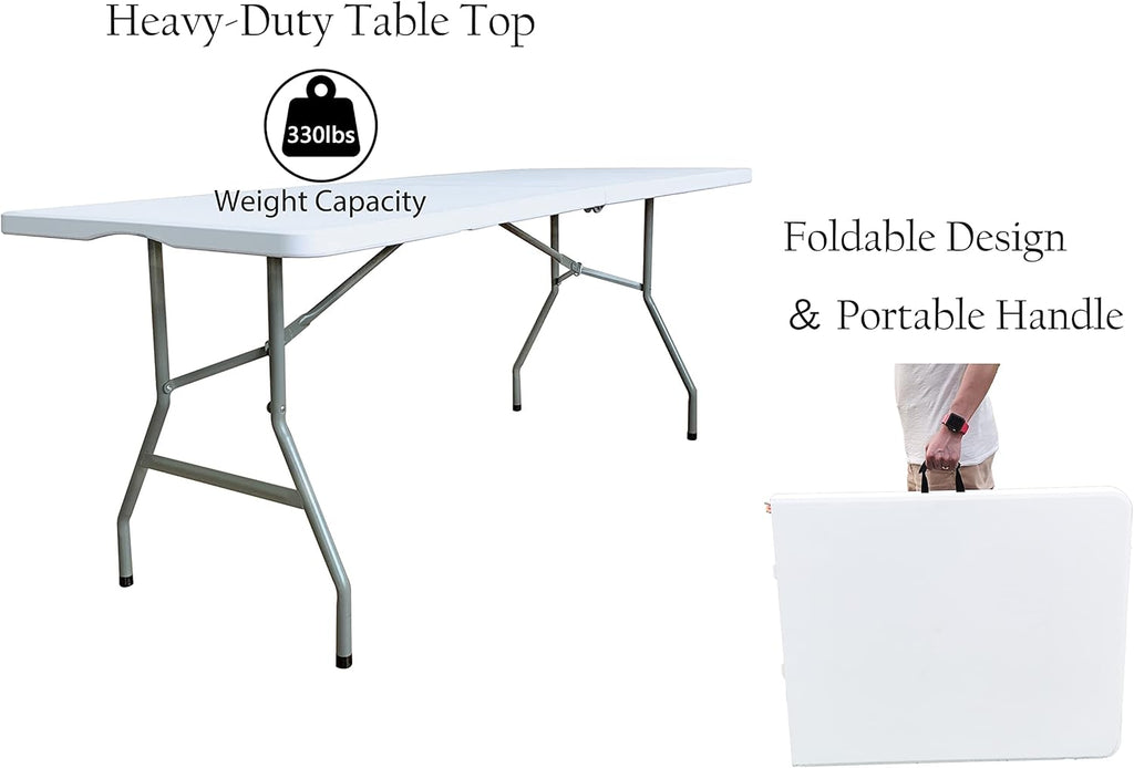 6 ft Folding Plastic Table with Handle J679619