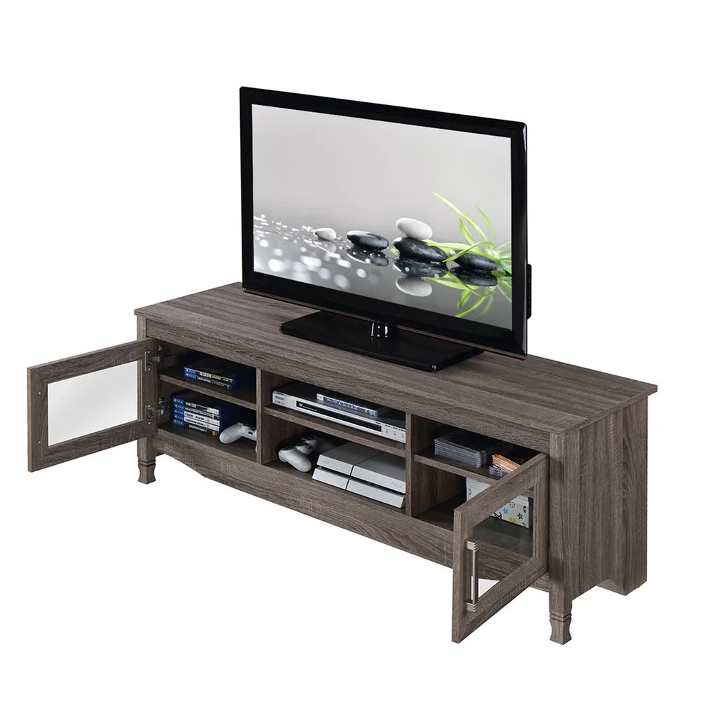 Grey Driftwood TV Stand up to 60 Inches with 2 Doors S228