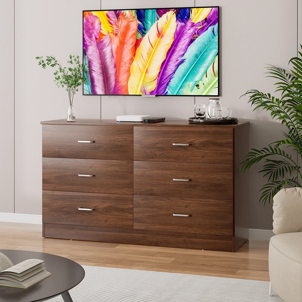 White 6 Drawer Wood Dresser H707