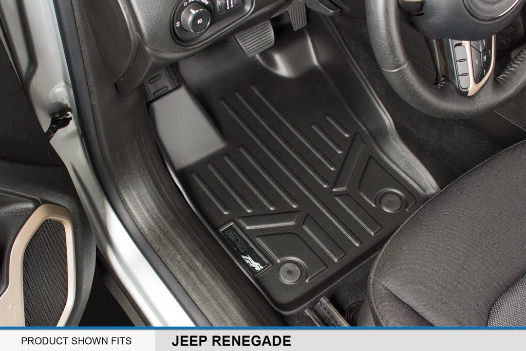 Black 2 Row & Cargo Floor Mat Liner Set for Jeep Renegade K95714