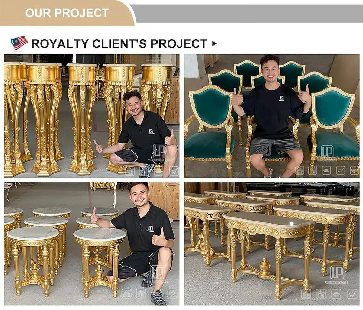 Golden Wooden Sofa Set H25027