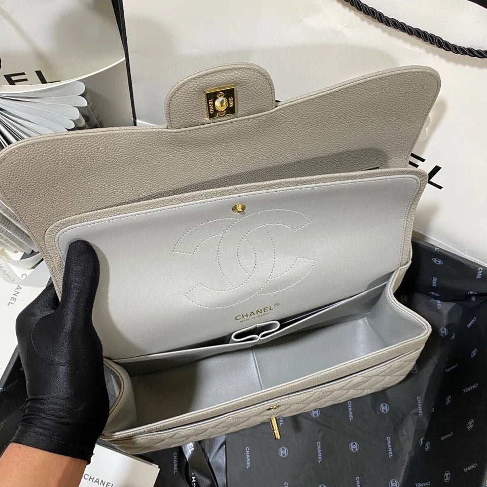 Large Classic Handbag Gold Hardware Grey 11.8in/30cm I139848