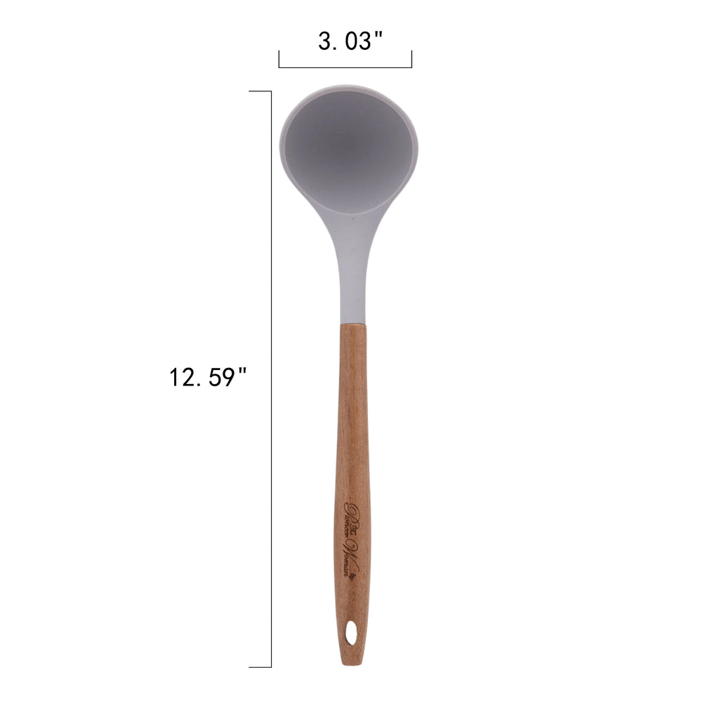10-Piece Silicone and Acacia Wood Kitchen Utensils Set N363