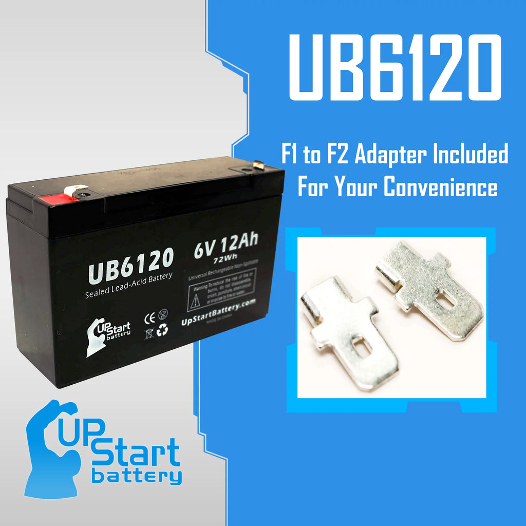 6V 12Ah Sealed Lead Acid Battery with F1 to F2 Terminal Adapters T479